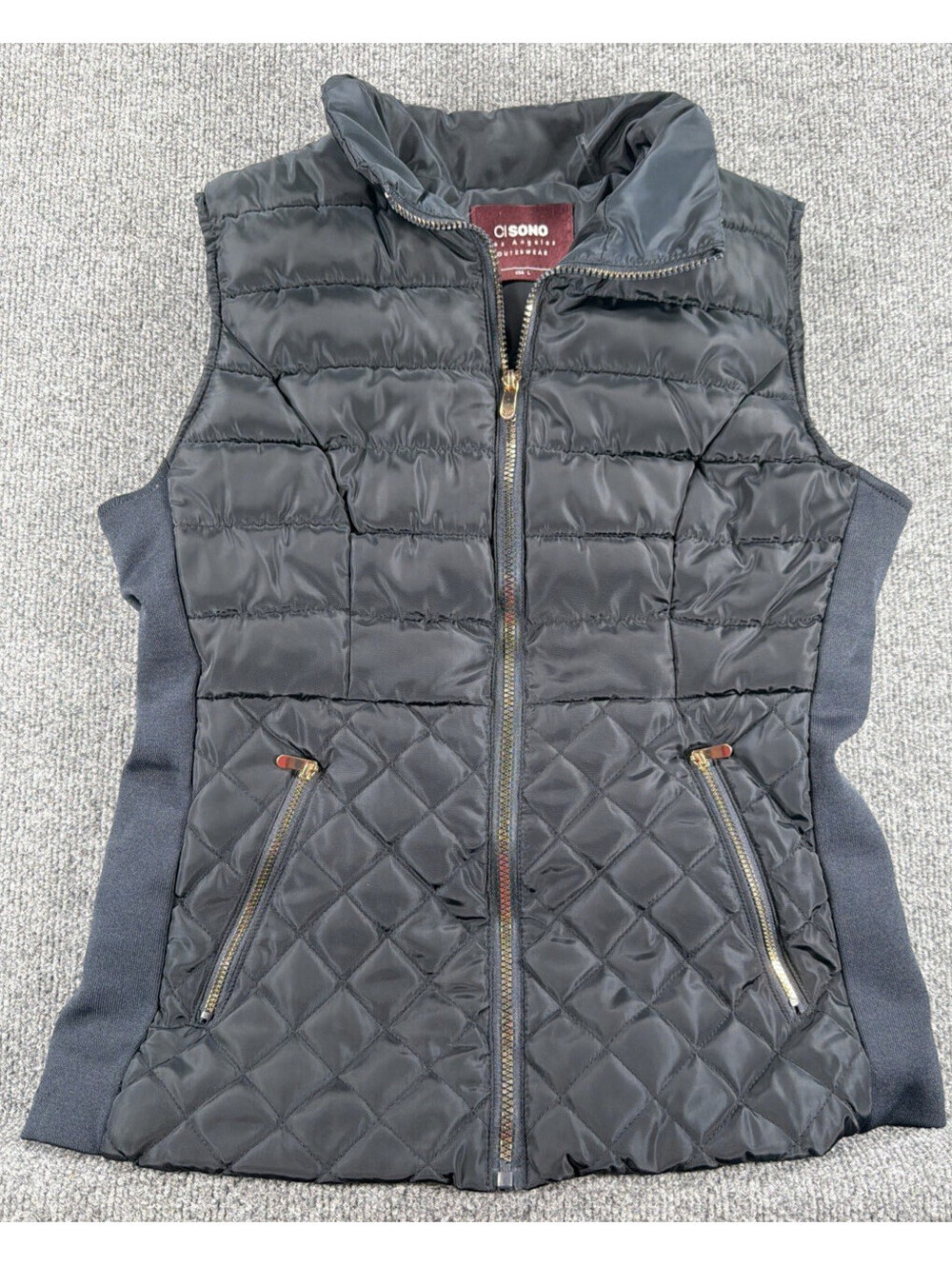 CI SONO Women's Navy Blue Quilted Puffer Vest- Sherpa Lined- Size Large